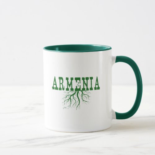 Armenia Rooted Green Tree Roots Armenian Word Art Mug