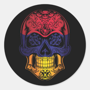 Armenia Skull And Roses Flag Classic Round Sticker