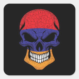 Armenia Smiling Skull Flag Square Sticker