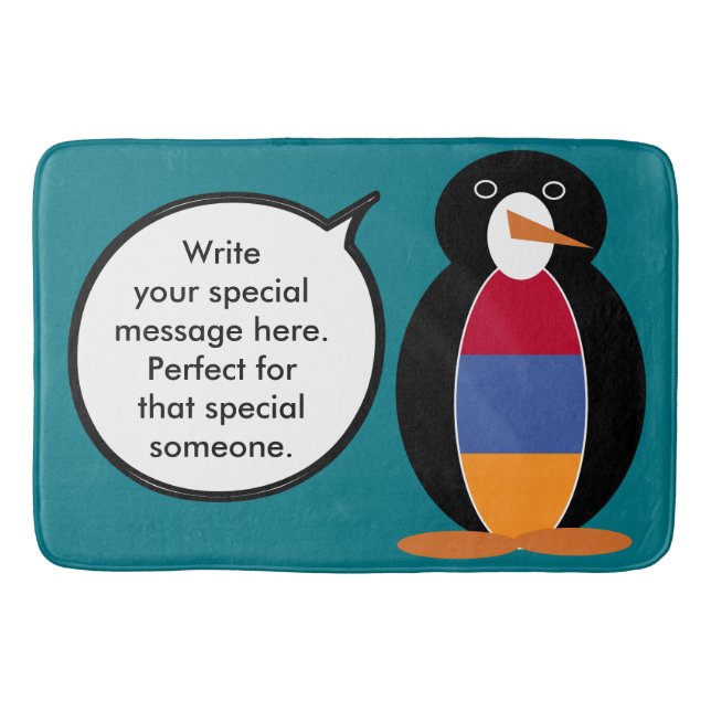 Armenia Talking Ms Penguin Personalized  Bath Mat (Front)