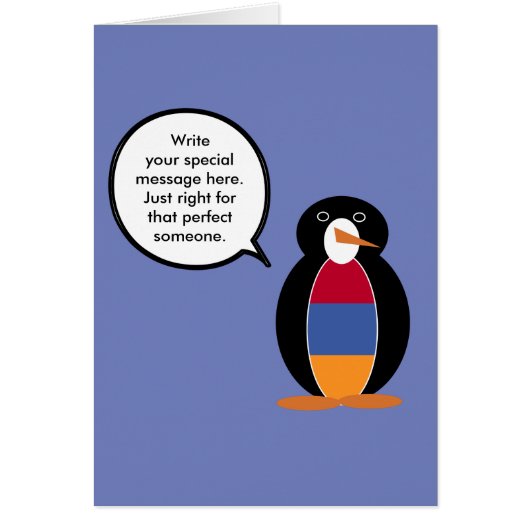 Armenia Talking Ms Penguin Personalized Cards (Front)