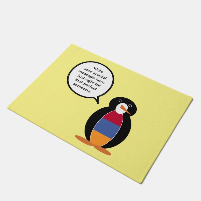 Armenia Talking Ms Penguin Personalized  Doormat (Angled)