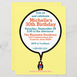 Armenia Talking Ms Penguin Personalized Invitation