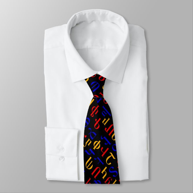 Armenian alphabet neck tie (Tied)