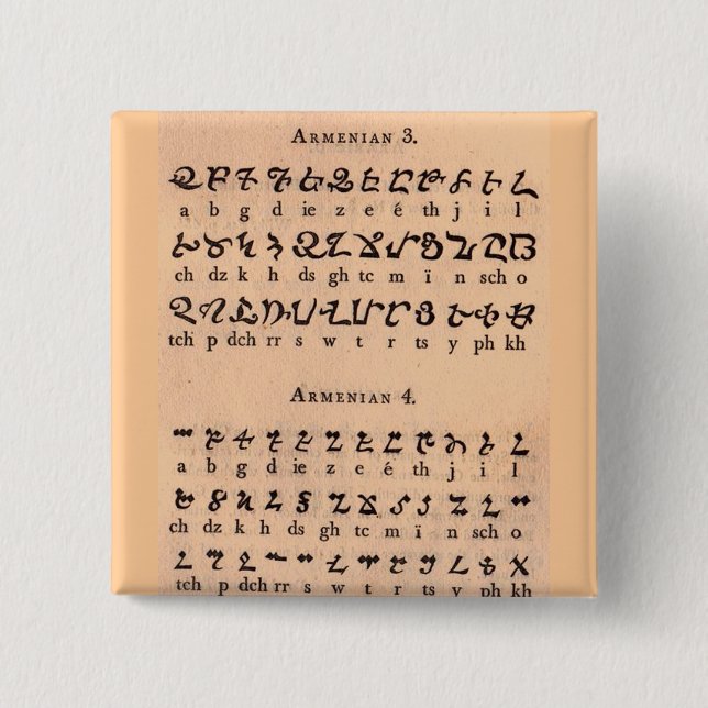 Armenian Alphabet Pinback Button (Front)