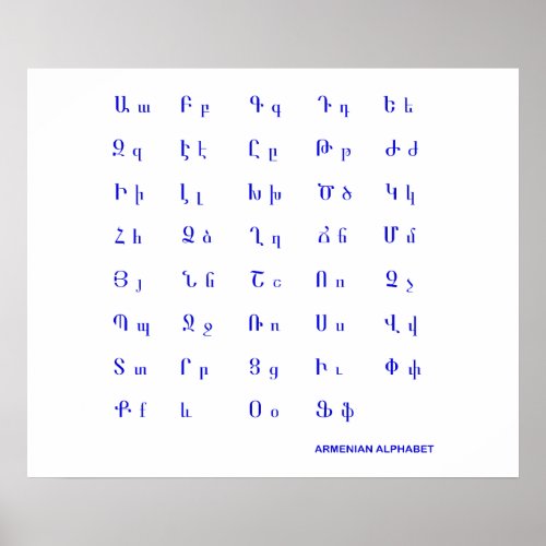 Armenian alphabet poster