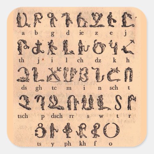 Armenian Alphabet Square Sticker