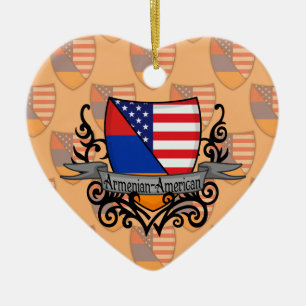 Armenian-American Shield Flag Ceramic Ornament