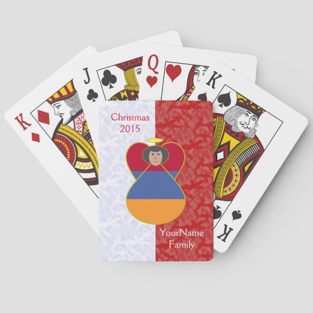 Armenian Angel Black Hair Dressed in Flag Poker Cards (Back)