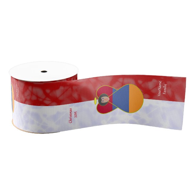 Armenian Angel Flag Red White Personalized Text  Grosgrain Ribbon (Spool)