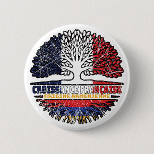 Armenian Armenia French France Tree Roots Flag Button