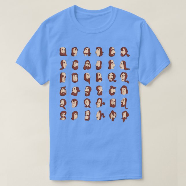 ARMENIAN BEARD ALPHABET ILLUSTRATIVE TYPOGRAPHY T-Shirt (Design Front)