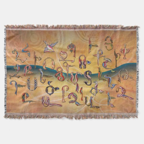 Armenian Birds Alphabet Throw Blanket