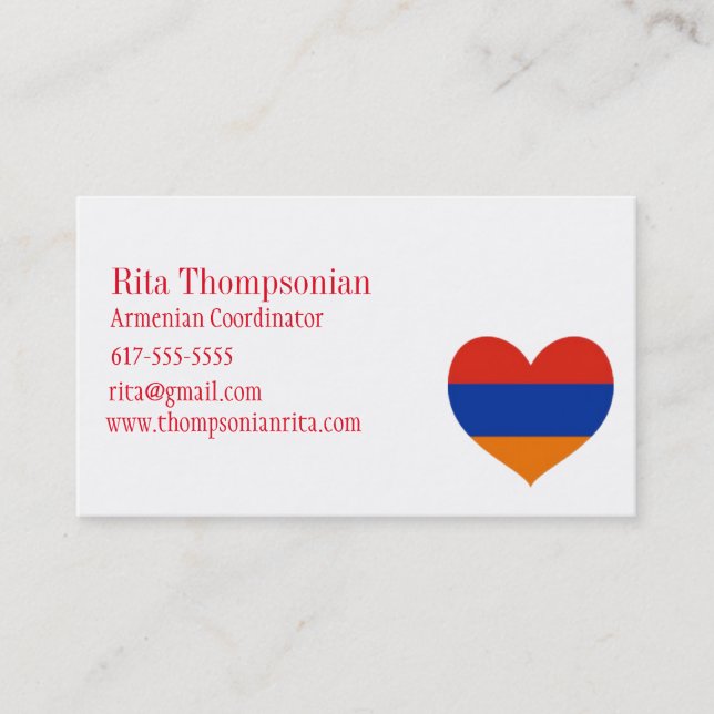 Armenian Business Card | 3.5" x 2.0", 100 pack (Front)