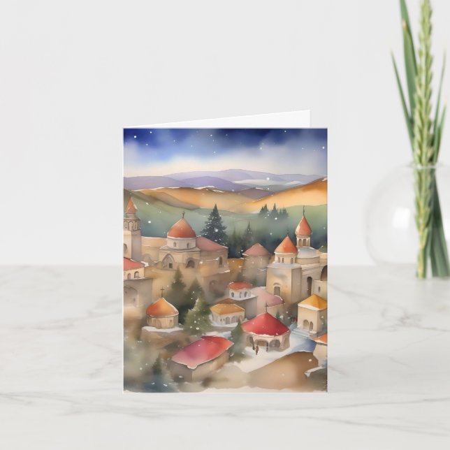 Armenian Christmas E - January 6 - Watercolor Holiday Card (Front)