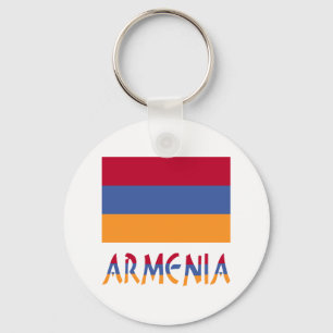 Armenian Flag and Armenia in Flag Colors Keychain