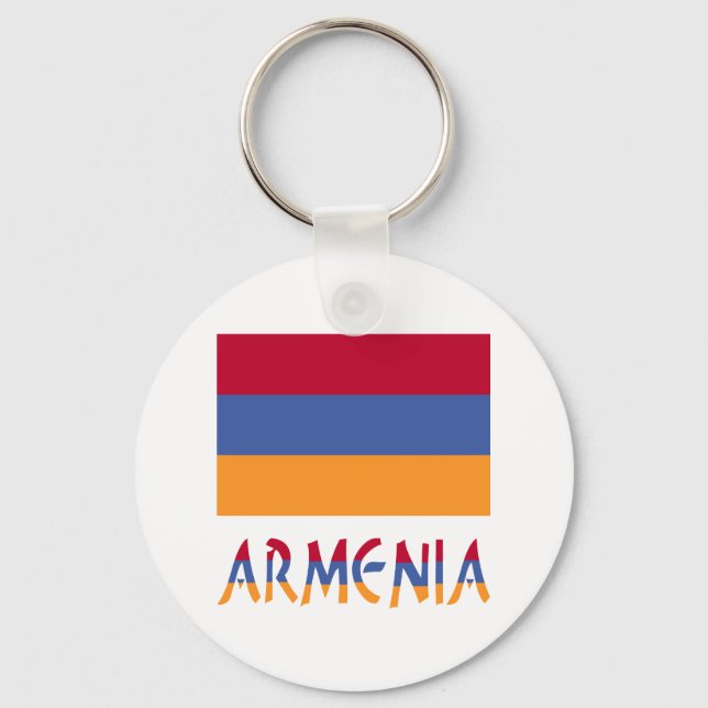 Armenian Flag and Armenia in Flag Colors Keychain (Front)