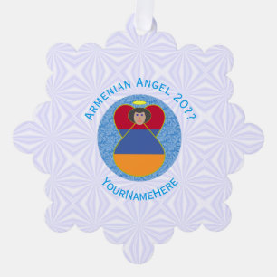 Armenian Flag Angel Personalized Text Ornament Card