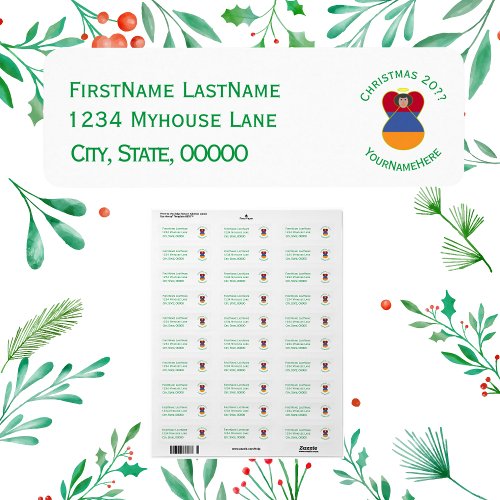 Armenian Flag Christmas Angel Return Address Label