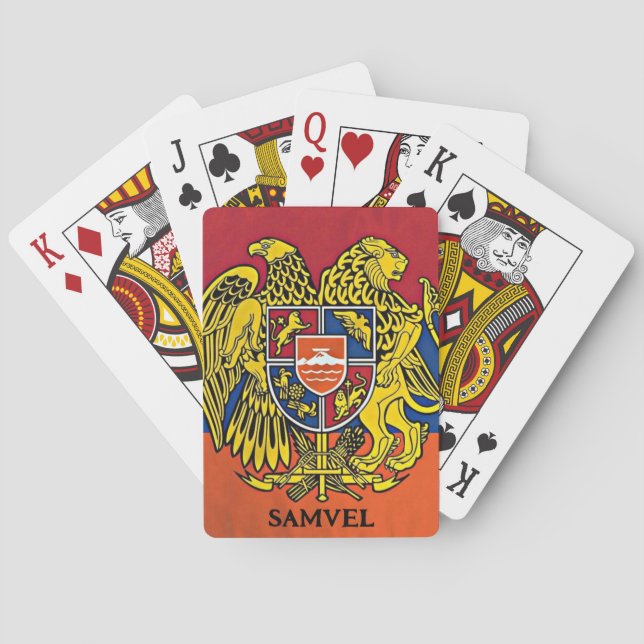 Armenian Flag Coat of Arms Emblem Hayastan Name Poker Cards (Back)