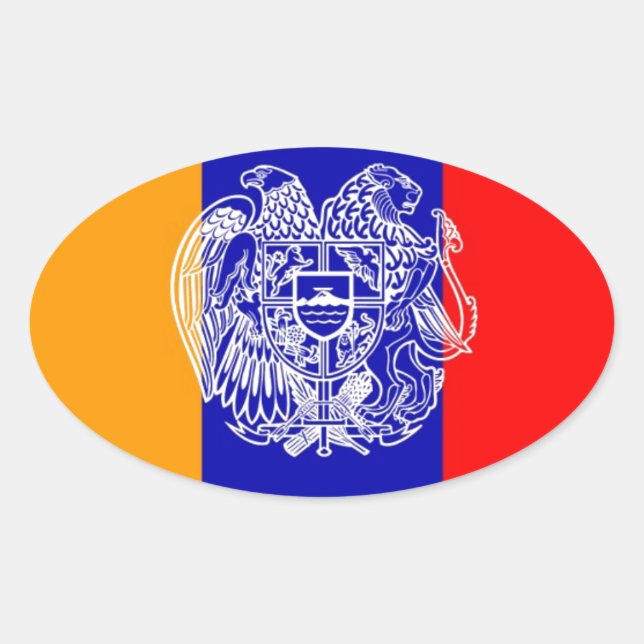 Armenian Flag & Coat of Arms Oval Sticker (Front)