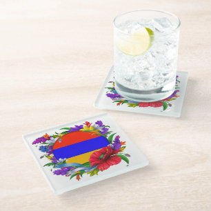 Armenian flag glass Coaster