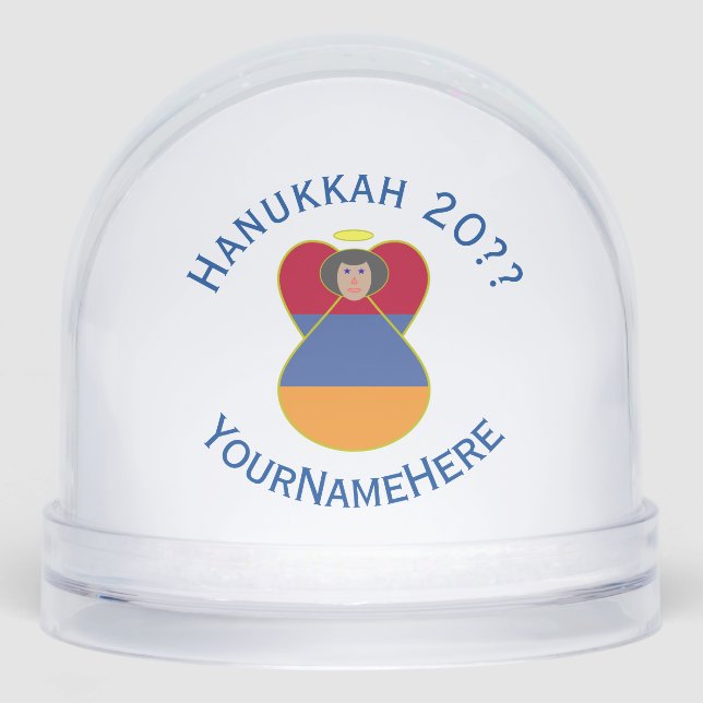 Armenian Flag Hanukkah Angel Personalize  Snow Globe (Front)