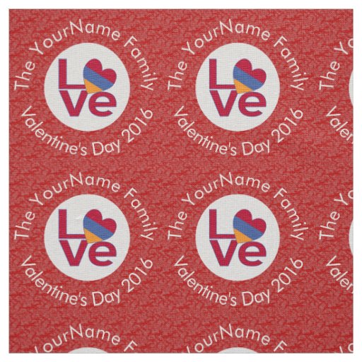 Armenian Flag Heart LOVE Red Personalized Text  Fabric