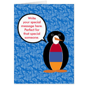 Armenian Flag Holiday Ms. Penguin Talking  Card