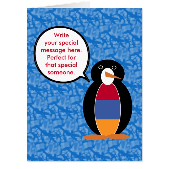 Armenian Flag Holiday Ms. Penguin Talking  Card (Front)