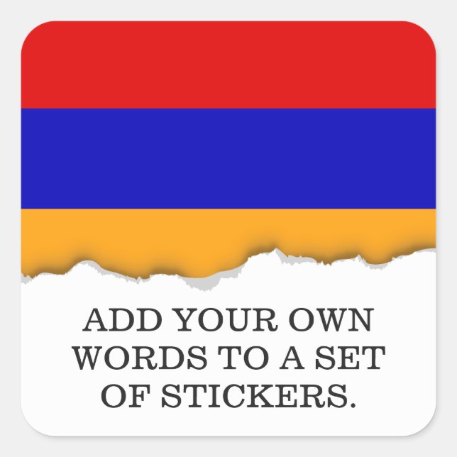Armenian Flag Square Sticker (Front)