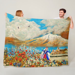 Armenian Flower Girl Fleece Blanket