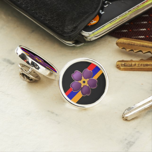 Armenian Flower Planet Jill Round Lapel Pin (In Situ)