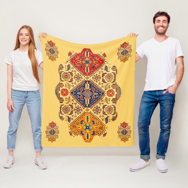 Armenian Folk Art Fleece Blanket (In Situ)