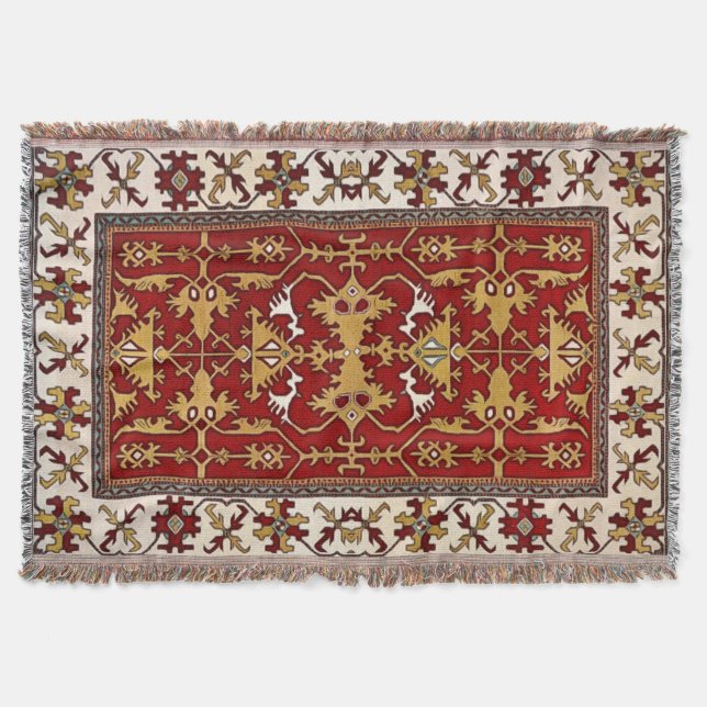 Armenian Folk Art Throw Blanket (Front)