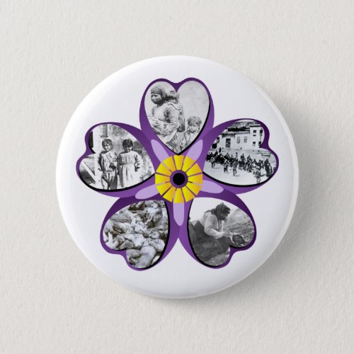 Armenian Genocide Flower Round Button 2