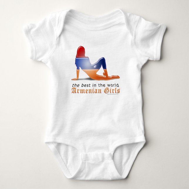 Armenian Girl Silhouette Flag Baby Bodysuit (Front)