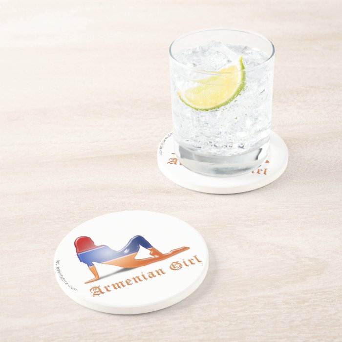 Armenian Girl Silhouette Flag Drink Coasters