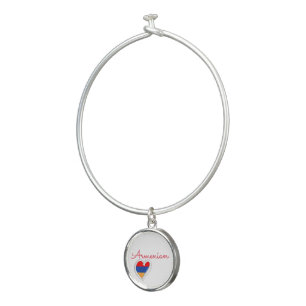Armenian Heart Bangle Bracelet W/ Round Charm