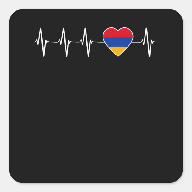 Armenian Heartbeat I Love Armenia Flag Heart Pride Square Sticker | Zazzle