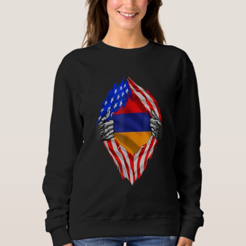 Armenian Heritage Armenia Roots US American Flag P Sweatshirt