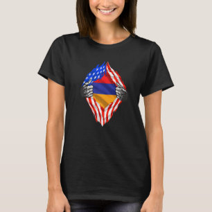Armenian Heritage Armenia Roots Us American Flag P T-Shirt