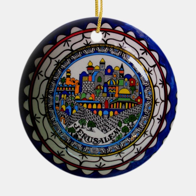 Armenian Jerusalem Painted Plate Ornament (Front)