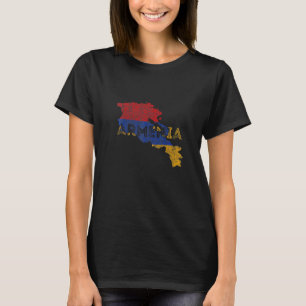 Armenian Map and Flag Souvenir Distressed Armenia T-Shirt