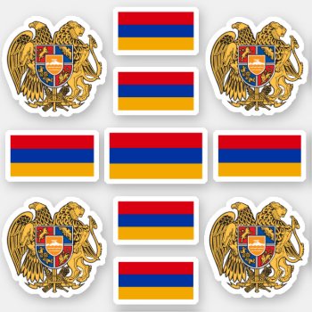 Armenian National Symbols /coat Of Arms And Flag Sticker by maxiharmony at Zazzle