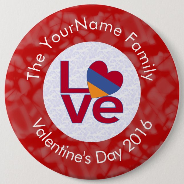 Armenian Red Letters LOVE Flag Personalized  Pinback Button (Front)