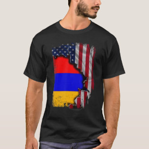 Armenian ROOTS Half American Flag Patrioitc Arme T-Shirt