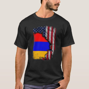 Armenian ROOTS Half American Flag Patrioitc Armeni T-Shirt