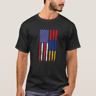 Armenian Roots Half American Flag Patriotic Armeni T-Shirt