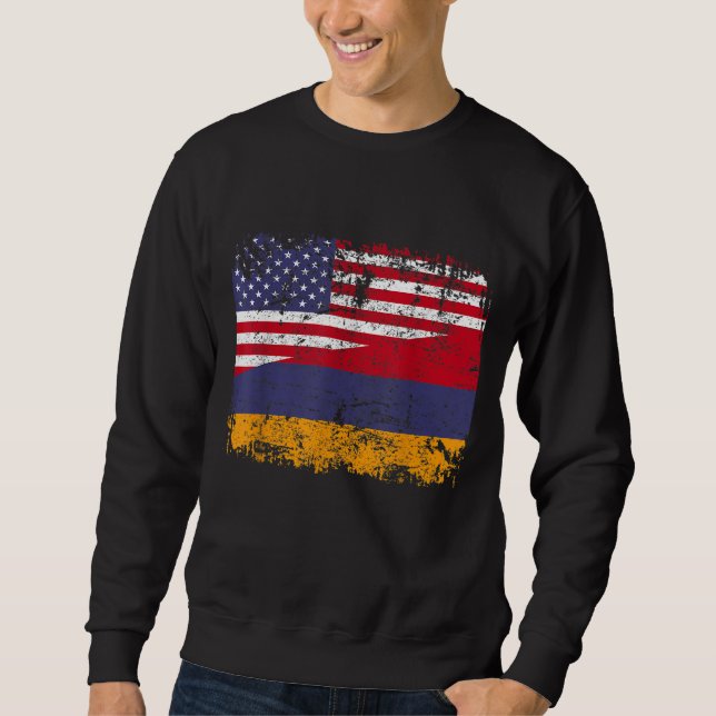 ARMENIAN ROOTS Half American Flag USA ARMENIA FLAG Sweatshirt (Front)